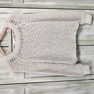 𝅺AEROPOSTALE Chunky Knit Cropped Oatmeal Colored Sweater Size XS